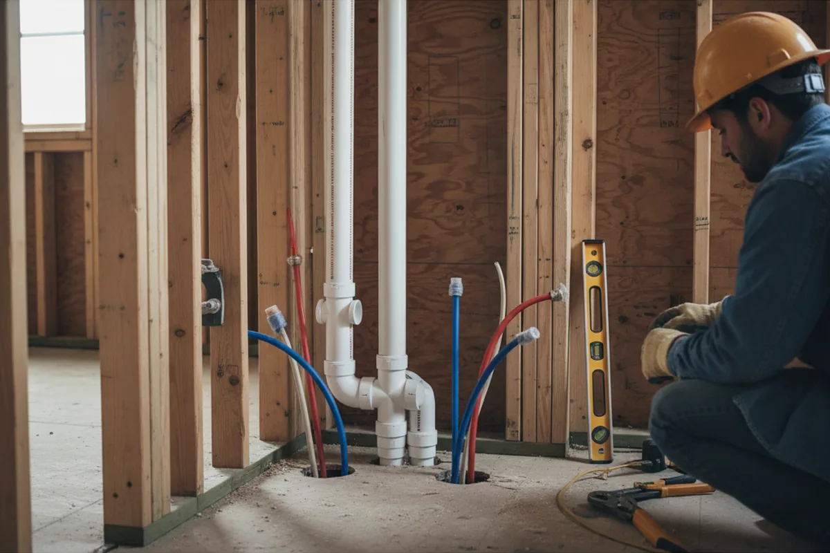 Drain and supply rough-in during Leak Detection in Kendallville
